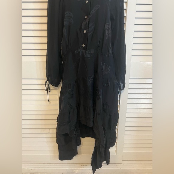 Coach Palm Tree Jacquard Dress Size 0 Black Silk Blend Chiffon - Picture 4 of 9